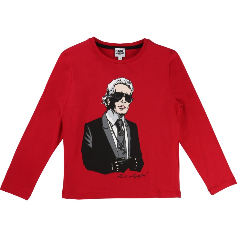 KARL LAGERFELD - T-shirt manches longues rouge