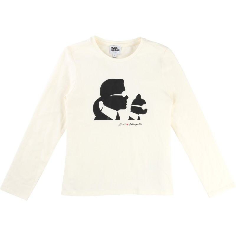 KARL LAGERFELD - T-shirt Mini Me manches longues écru